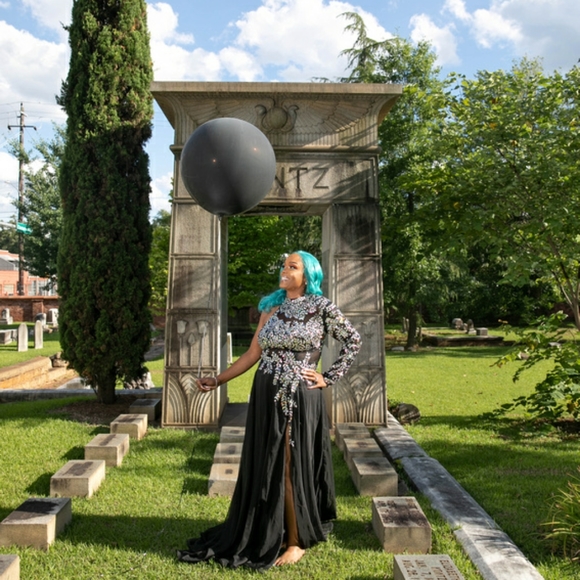 Beautiful Encrusted One Sleeved Evening Gown - Picture 6 of 8